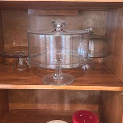 Three Beautiful Clear, Glass Cake Plates