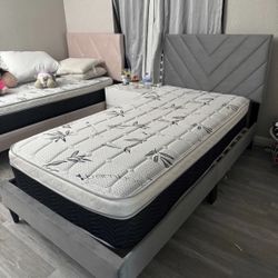 Twin Size Bed Frame With Pillow Top Mattress Included 