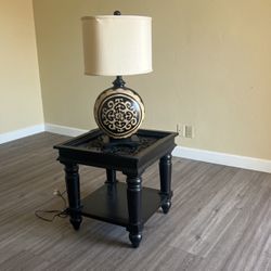 Vintage Nightstand And Lamp 