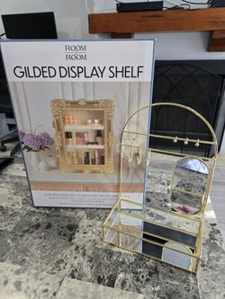 NEW GILDED DISPLAY SHELF AND JEWLRY RACK