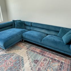 Teal Velvet Sectional Couch