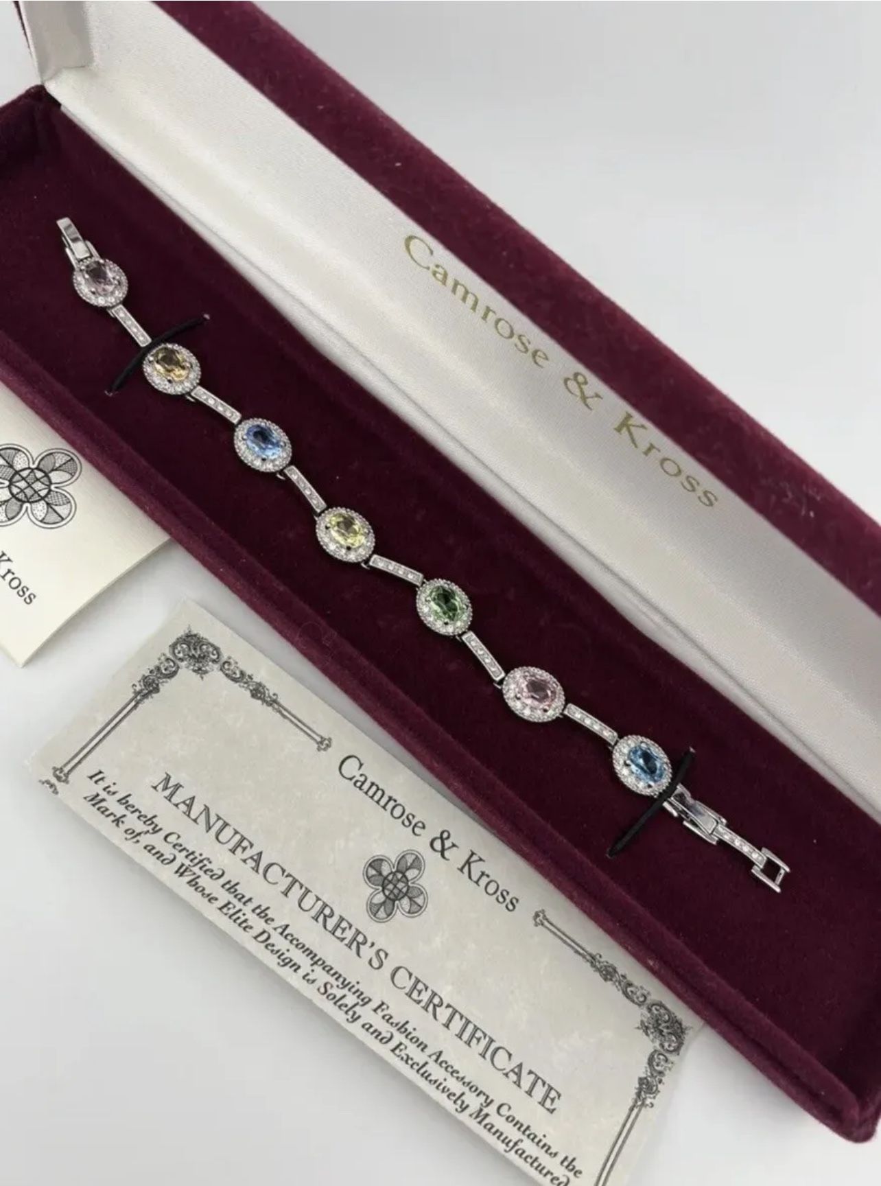 Camrose & Kross Tennis Style Bracelet w/ Multicolored Gemstones & Earring Set 