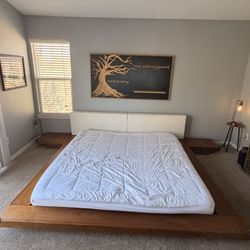King Size Platform Bed With Detachable Nightstands Mattress Included