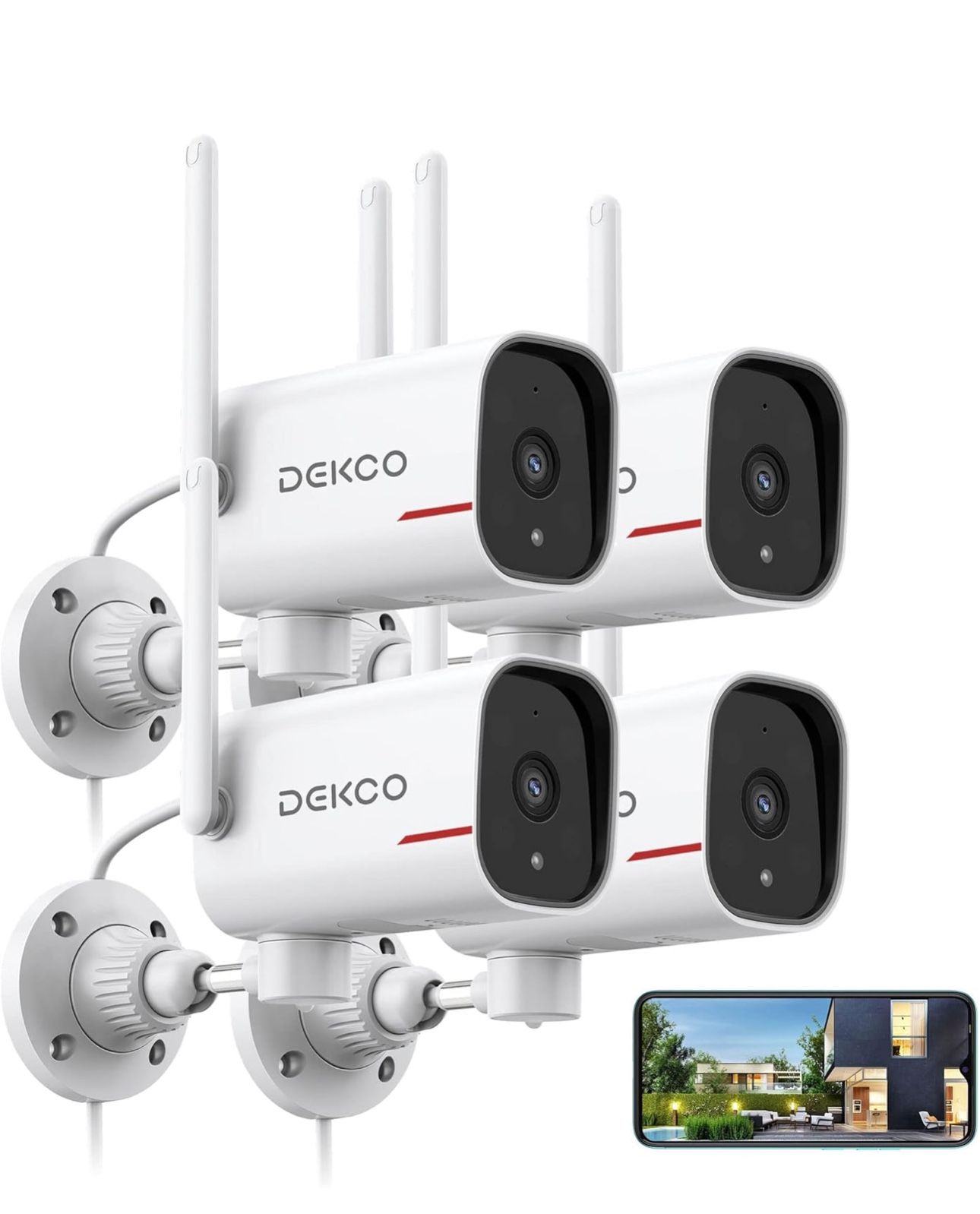 2 Pack Wired Home Camera Outdoor with 2K Color Night Vision, Pan Rotating 180° Security Cameras Support 24/7 Recording, 2.4&5G WiFi, AI Human Auto Tra