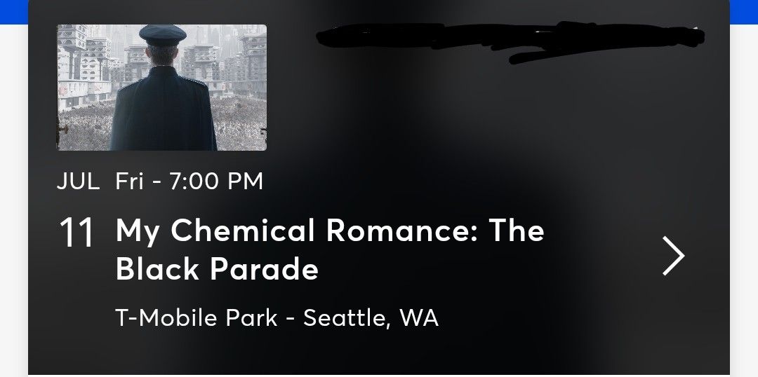 Ticket To My Chemical Romance Concert On July 11th, 2025 In Seattle, Washington