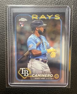 2024 Junior Caminero Topps Chrome Update Rookie Card. Tampa Bay Rays.
