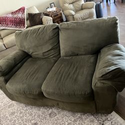 FREE Deep muted Forest green soft Love Seat Sofa