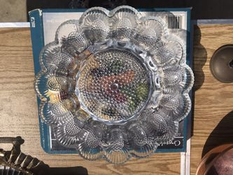 Glass Deviled Egg Serving Dish. Box.