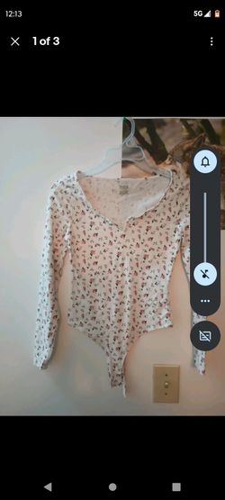 Victoria's Secret Pink White Floral Bodysuit Long Sleeve Size XS Women's Sleep