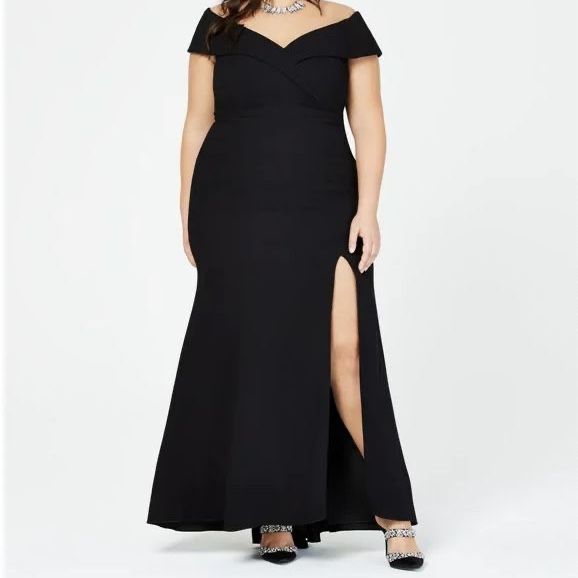 Xscape Womens Black Sweetheart Neck Evening Dress Gown 