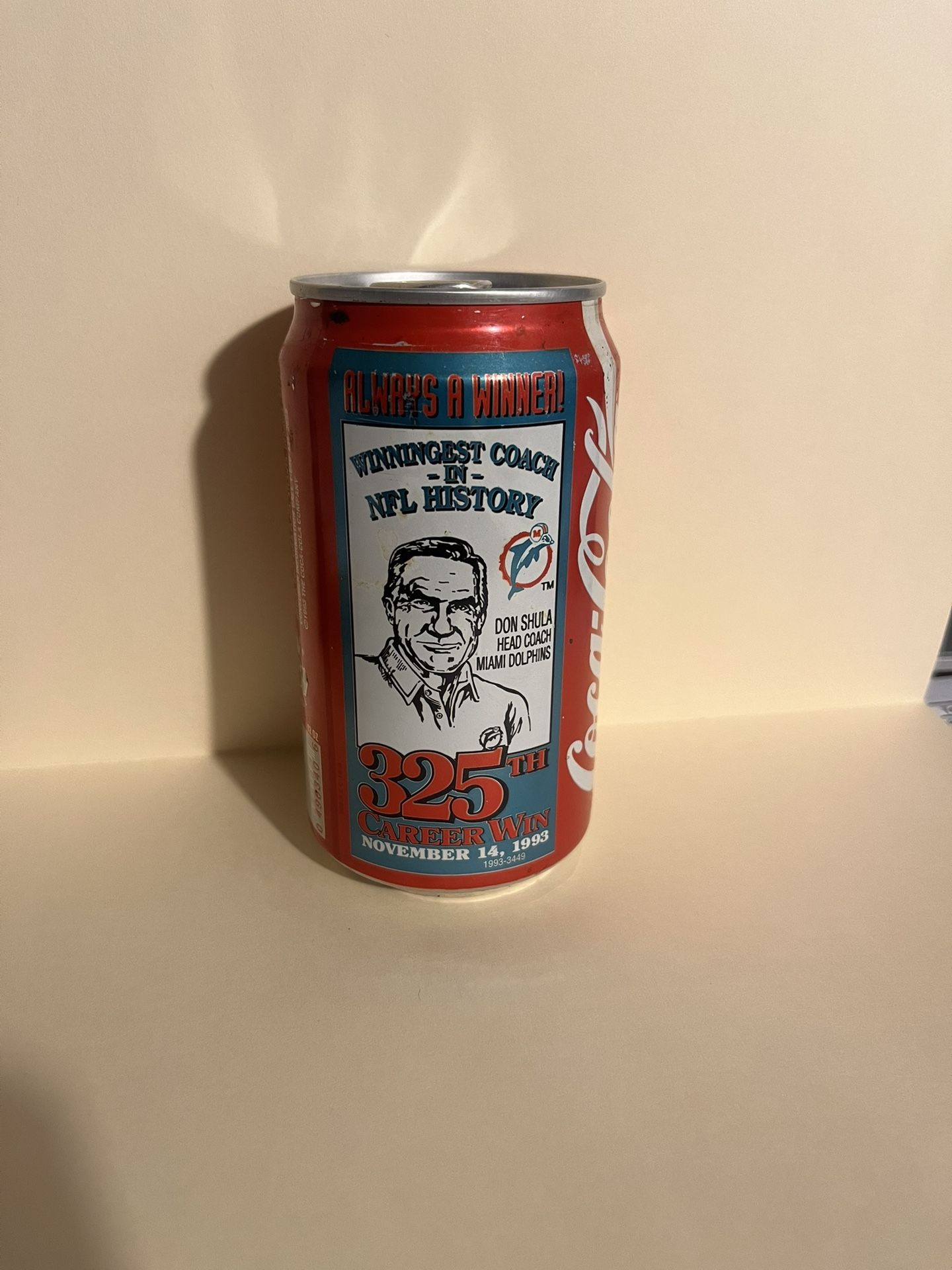 Don Shula’s Commemorative Coke Can 325th Win
