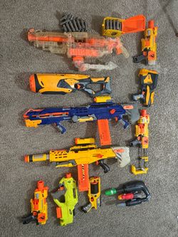 HUGE 100% TESTED Nerf Blaster Lot! Rare Clear Vulcan, Longshots, Mags & Darts!