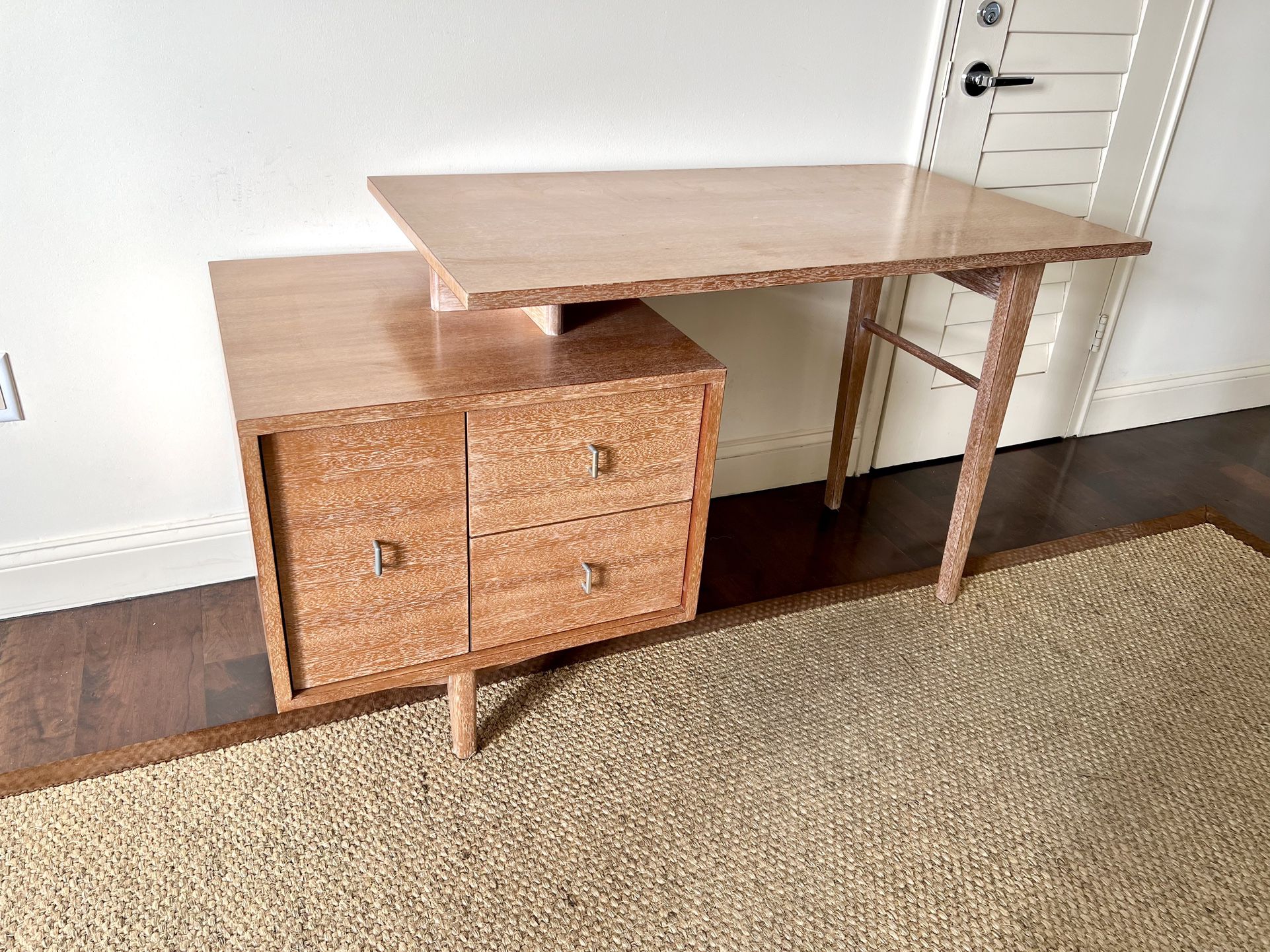 Mid Century Floating Desk with Bookshelf by John Keal for Brown Saltman. 