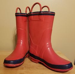 Red Rain Boots. Girl size 10