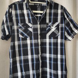Blue Plaid Button Down Shirt SMALL