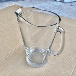 Large Clear Glass Beverage Pitcher Anchor Hocking USA 55 oz. Beer Wagon Heavy Thick Glass