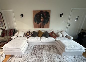 Brand New Modular Cloud Sectional – Cream Corduroy U-Shape