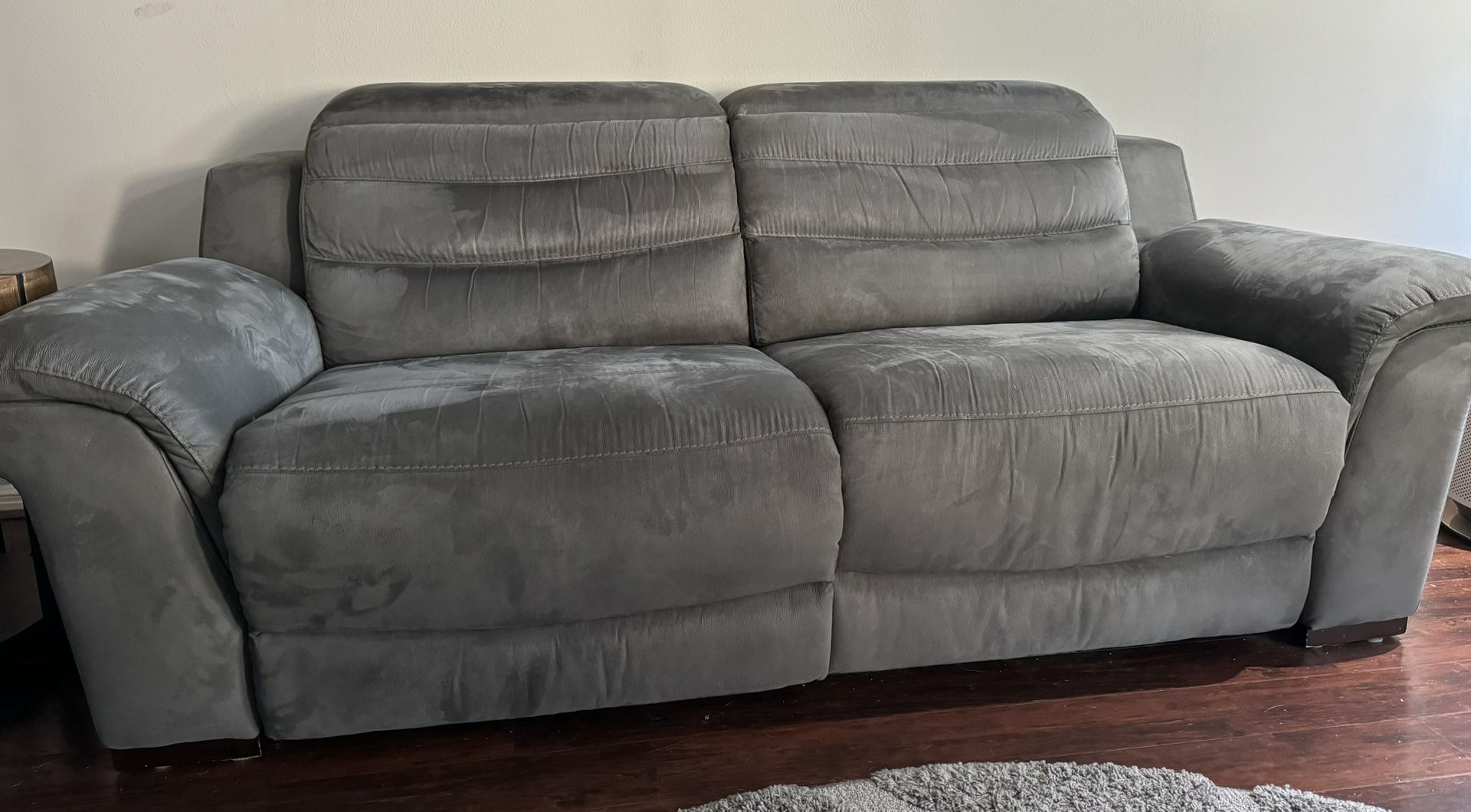 Modern Gray Microfiber Power Reclining 2 Loveseats and 1 Chair