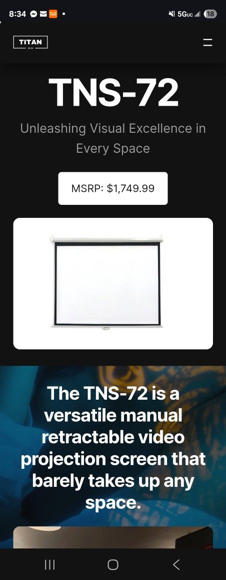 72" Projector Self Lock Screen