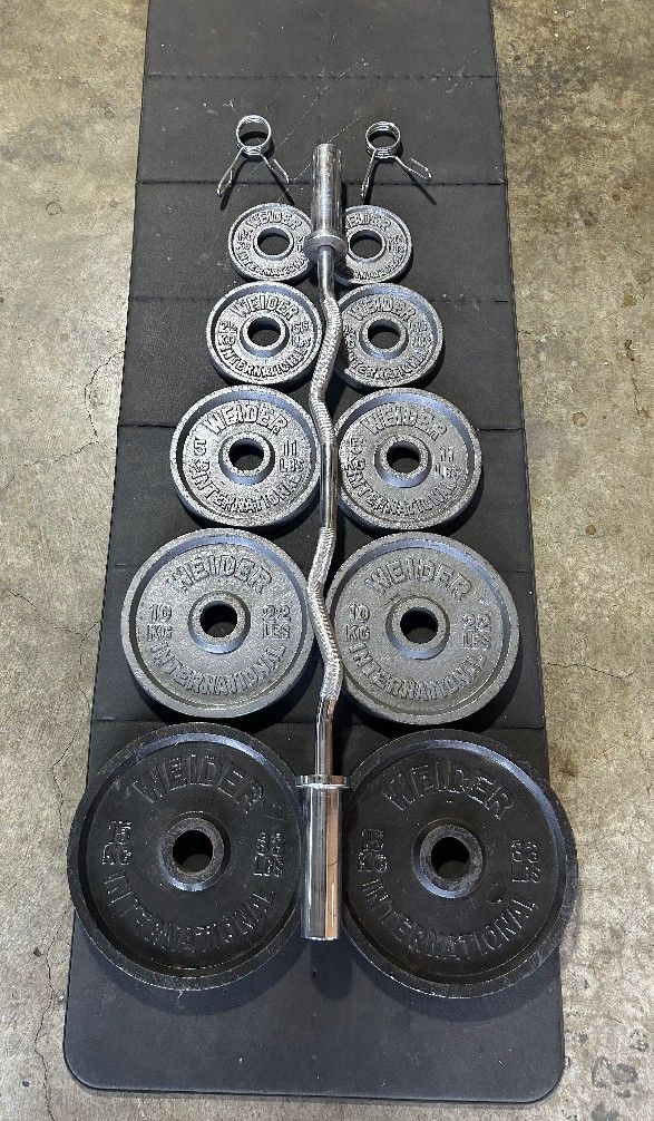 Olympic Curl Bar With Weights