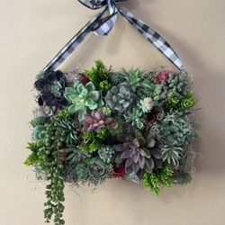 Faux Succulent Hanging Wall Frame