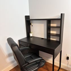 Ikea Study Desk With Storage Shelf And Free Comfy Chair