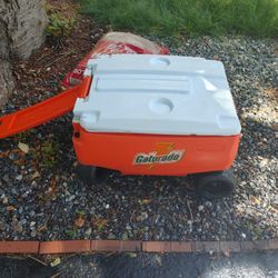 Vintage Gatorade Cooler Wagon 4 Wheels Picnic Buggy Orange Rubbermaid Ice Chest