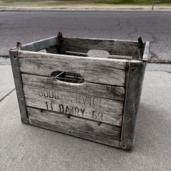 Vintage Wood & Metal Dairy Crate – “Good Service / 11 Dairy 59”
