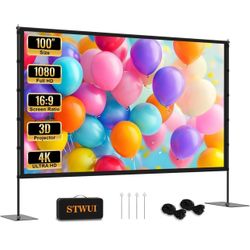 Projector Screen with Stand - 100 Inch Outdoor Projector Screen Portable 