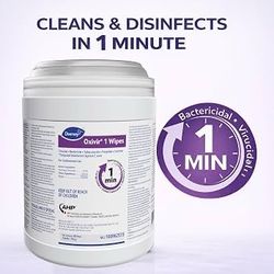 Oxivir Diversey 1 Disinfectant Peroxide Wipes, Standard, 160 Wipes, 12 Pack
