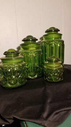 Emerald Green Depression Glass Canisters