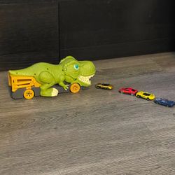 T-Rex Dinosaur Car Eater Toy with 4 Cars