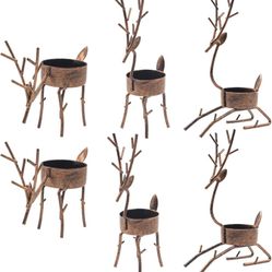 Funpeny Reindeer Tea Light Candle Holders, 6 Pack Iron Christmas Decoration for Party Dining Table Centerpeice Decorative