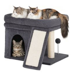 Cat Tree Tower with Scratching Post Perch Removable Washable Mat Bed New Condition