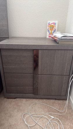 Italian made grey king size bed with 2 nightstands