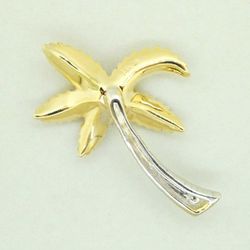 14K Two Tone Yellow and White Gold with Diamonds Charm Pendant  #22660