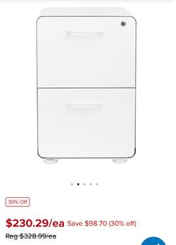 Poppin White 2-Drawer Stow Locking Filing Cabinet