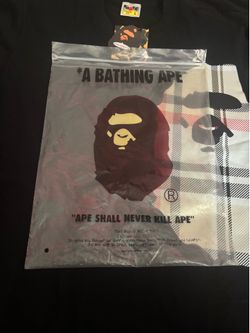 Brand New BAPE Check Side Big Ape Head Tee Black Size L