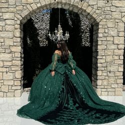 Forrest Green Quince 15 Sweet 16 Dress