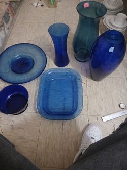 Blue China Glass Vase And More