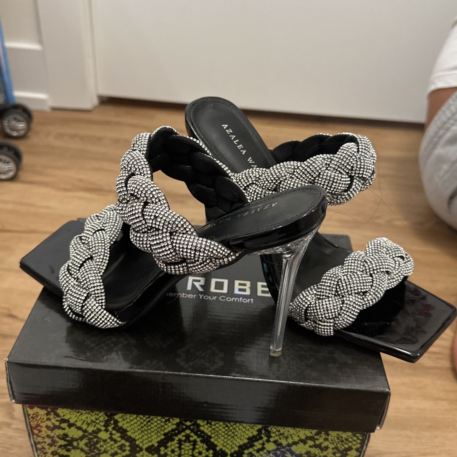 Black And Silver Heels