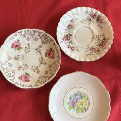 3 Vintage Fine Bone China Saucers