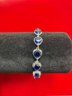 18K Gold-Dipped Blue Sapphire & CZ Bracelet