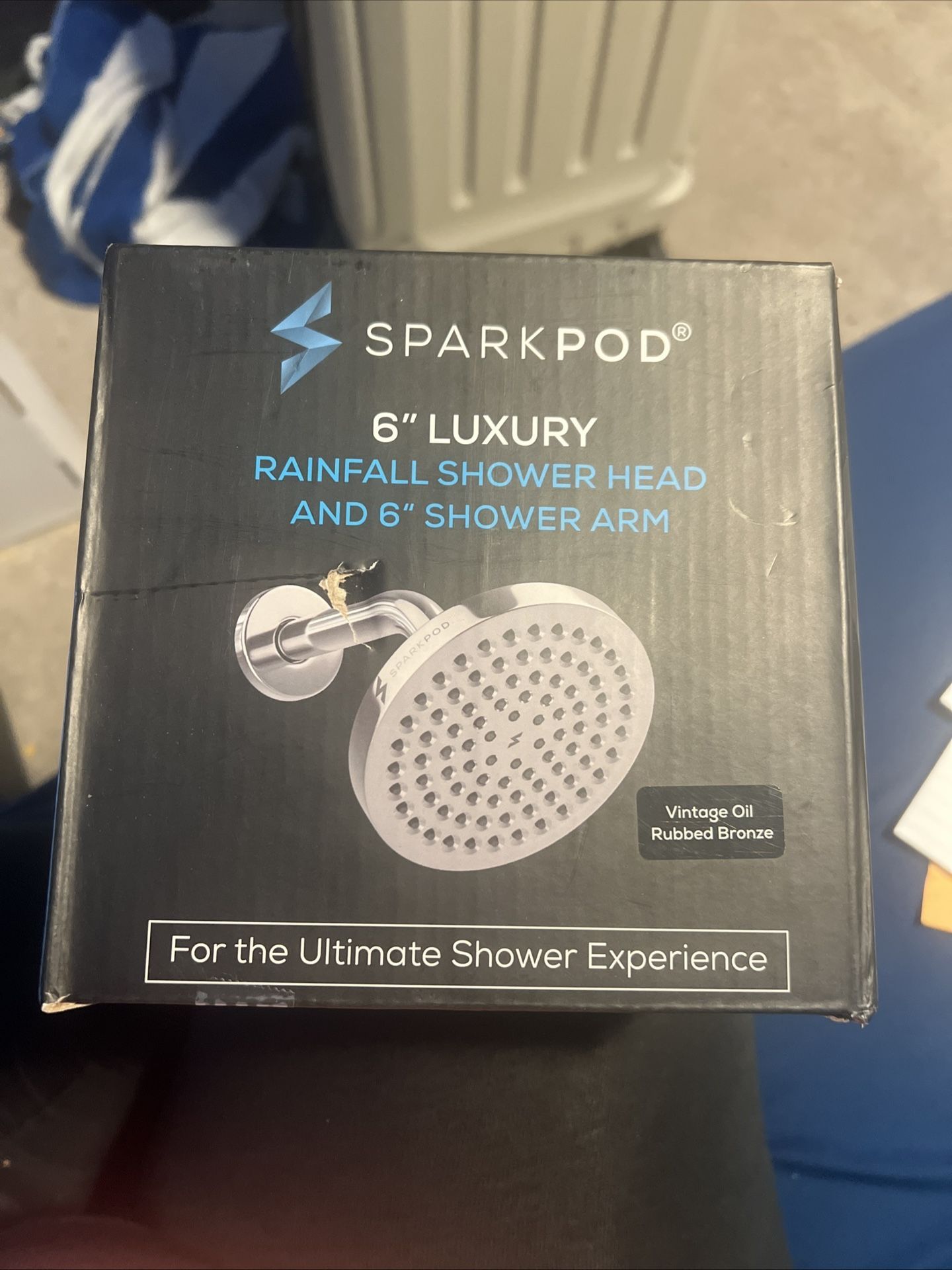 SparkPod Shower Head High Pressure Rain, Luxury 6" Bronze With 6” Shower Arm