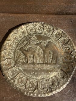 Rare antique Moroccan handmade siniya style copper/ brass plate