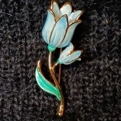 Vintage Fashion Jewelry Enamel Tulip Brooch 