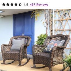 Two-piece Patio Rocking Chairs Patio Chairs Outdoor Chairs Brand New Two-piece Patio Set With Built-in Cushions