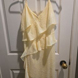 Yellow Midi Ruffle Dress 