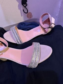 Blush Pink Rhinestone Strap Heeled Sandals