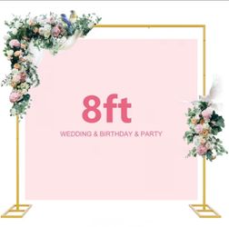 8ft Square Gold Metal Wedding Arch Backdrop Stand